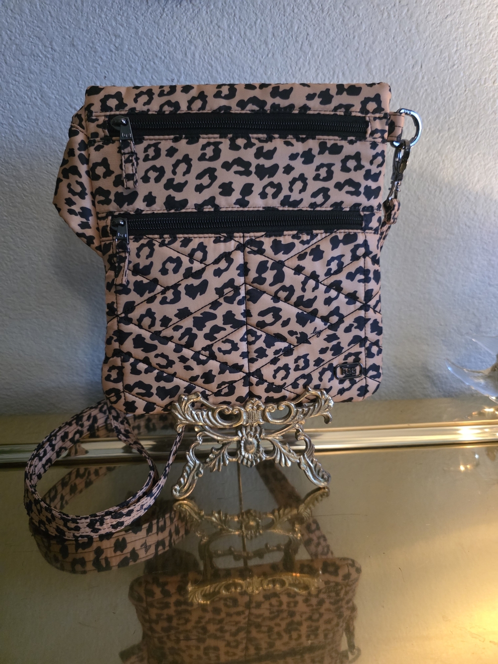 lug Legacy Skipper Quilted Leopard Print Crossbody Bag